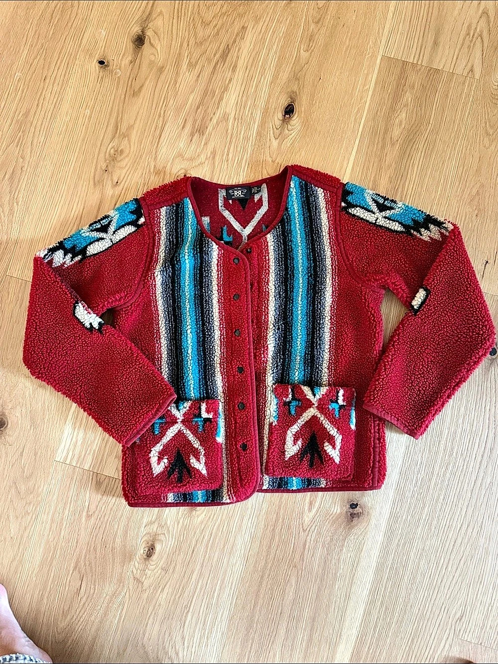 RRL Aztec Fleece Cardigan Jacket Size Medium Like New